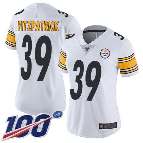 Women Pittsburgh Steelers Football #39 Limited White Minkah Fitzpatrick Road 100th Season Vapor Untouchable Nike NFL Jersey